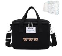 Small Diaper Bag Tote - Compact Baby Travel Organizer, Stylish Parenting | Large Capacity Storage Carrier with Insulated Compartment, Adjustable Shoulder Strap, Pocket Holder, Lightweight, Black, Se