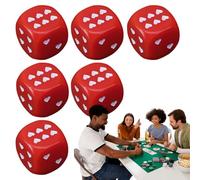 Small Dice, Acrylic Dice for Table Games with Heart-Shaped Dots, 6 Pieces with Rounded Edges for Math Lessons, Collecting, Table Games