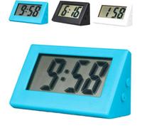 Small Digital Clock, LCD Digital Electronic Clock, Travel Clock, Portable Desk Clock, No Tick Electric Desk Clock, Battery Operated, Digital Clock For Table Bedroom (Blue)
