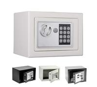 Small Digital Electronic Cash Money Safe Box, 4.6L Safety Wall Box Steel Safe Fireproof Password Cabinet Security Safes with Digital Keypad & 2 Key for Home Business Office Document Jewelry Gun, White