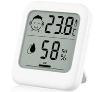 Small Digital Hygrometer Indoor Thermometer Ambient Thermometer AAA Batteries Temperature Monitor and Humidity Meter for Home Office Comfort Reptile Thermometer (1 Pack Large Icon AAA Battery Powered)