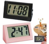 Small Digital Travel Alarm Clock for Bedside,Mini Portable LCD Display Battery Alarm Clock,Non-Ticking Small Clock,Digital Travel Ala/rm Clo/ck,Dig/ital Electronic Cloc/k for Home&Travel(Black&Pink)