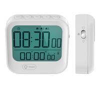 Small Digital Travel Vibration Alarm Clock, Large Display Magnetic Kitchen Stopwatch Countdown Pomodoro Timer, Backlight, Loud/Silent, AAA Battery Operated, 12/24H, Foldable Stand, 3 Sets of Alarms