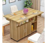 Small Dining Table Extendable Kitchen Table Modern Foldable Design with Drawer & Storage Shelves Space-Saving on 6 Wheels 3 Versatile Configurations Perfect for Small Spaces