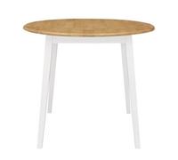 Small Dining Table, Solid Wood Drop Leaf Round Kitchen Table In White And Oak