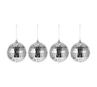 Small Disco Ball Mirror Balls Ornament 4pcs Glass Silver | Classic Design, Bright Reflection, Photo Background and Props, for School Festivals and Themed Parties