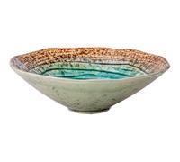 Small Dish Special-Shaped High-Footed Ceramic Dessert Snack Seasoning Ice Cracked Bamboo Hat Bowl Blue Salad Noodle Plate Dinner Household Breakfast Bird's Nest Fruit Cream Soup Pasta (8-inch Bowl A)