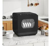 HOMCOM Table Top Dishwasher, Mini Countertop Dishwasher No Plumbing with Built-in 6L Water Tank, 6 Programs, Touch Control, LED Display, 4 Place Settings, Dual Water Supply and Fruit Wash, Black