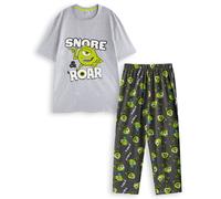 Disney Monsters Inc. Mike Wazowski Snore & Roar Graphic Tee | Grey Character Print Short Sleeve T-Shirt | Humorous Sleepwear & Lounging Apparel | Classic Cartoon Top for Men