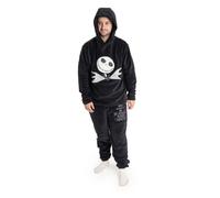 Disney The Nightmare Before Christmas Jack Skellington Mens Black Long Sleeve Long Leg Pyjama Set | Cosy Fleece Sleepwear & Loungewear | Halloween Themed Nightwear Merch - Small