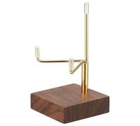 Small Display Stand Walnut Wooden Adjustable Metal Arms Display Stand Easel Small Easel with Wood Base for Displaying Art Picture Photo Crystal 2"x2"x3.2"