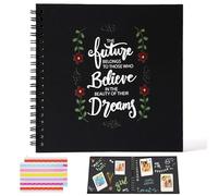 Small DIY Scrapbook 6-Inch with 20 Black Papers,Stickers & Inspirational Hardcovers,Personalized Scrapbooking Instax Mini Photo Album,Perfect Photo Book for Wedding,Travel,Birthday (Black) (Style T)