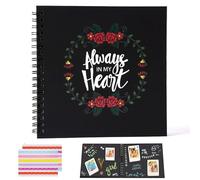 Small DIY Scrapbook 6-Inch with 20 Black Papers,Stickers & Inspirational Hardcovers,Personalized Scrapbooking Instax Mini Photo Album,Perfect Photo Book for Wedding,Travel,Birthday (Black) (Style A)