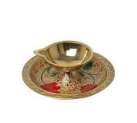Small Diya Deepak Pooja Diya Puja Item Religious Brass Oil Lamp for Pooja Indian Traditional Festival Decoration Diya Lighting Accessories Gift Items Pooja Kit Lanterns Lamps(Size:-3")(Golden)