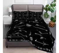 Small Doble Fitted Sheet, Minimalism Lines Arrows Soft Breathable Fitted Bed Sheets - Anti-Wrinkle Easy Care, Non Iron Polycotton Elasticated Corner Bedding, Black