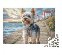 Small Dog 1000 Piece Jigsaw Puzzle Paper for Adults Seaside Pathway Relaxing 38x26cm/1000pcs