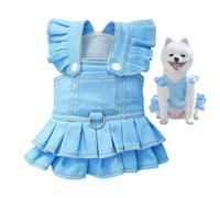 Small Dog and Cat Dress for Outdoor Walks, Cute Pets Overall Outfit, Soft Polyester Jumper Clothes Ideal for Puppy, Kitten, in Jelly Pink, Yellow, Blue, Fashionable Pet Apparel