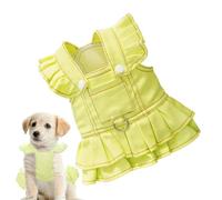 Small Dog and Cat Dress for Outdoor Walks, Cute Pets Overall Outfit, Soft Polyester Jumper Clothes Ideal for Puppy, Kitten, in Jelly Pink, Yellow, Blue, Fashionable Pet Apparel