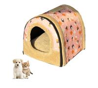 Small Dog And Cat House Indoor, 2 in 1 Washable Covered Dog Cat Bed, Soft Cozy Pet Dog Cave, Cat Cave Bed for Cats, Dog, Rabbits And Hamster,Pink,S