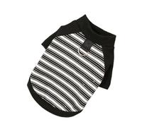 Small dog and cat striped T-shirt, breathable casual pet clothing with leash and loop, multi-color apparel.(W3,L Chest Girth45cm 8-12jin)