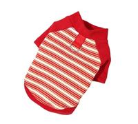 Small dog and cat striped T-shirt, breathable casual pet clothing with leash and loop, multi-color apparel.(W1,L Chest Girth45cm 8-12jin)
