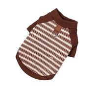 Small dog and cat striped T-shirt, breathable casual pet clothing with leash and loop, multi-color apparel.(Brown,XL)