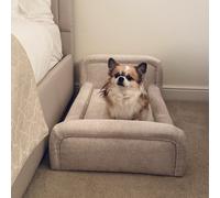 Small Dog Bed in Cream Textured Fabric with Washable Cover - Naomi