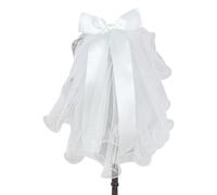 Small Dog Bow Veil with Pearls Double Layer Pet Wedding Veil with Hair Comb Pet Bride Outfit Dog Birthday Party Costume for Engagement Anniversary Decorations