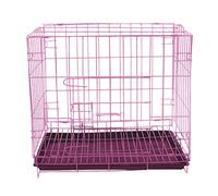 Small Dog Cage,Puppy Crate Folding Metal Dog Crates,Cat Cages Indoor with Non-Chew Tray for Small Medium Dog Cat Kitten Rabbit (XS,Pink)