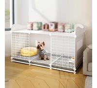 Small Dog Cage Top Upgraded Shelving Enclosure Thickened and Hardened Indoor Dog Crate for Small and Medium Sized Dogs Black White(Black,109 * 49 * 55CM)