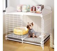 Small Dog Cage Top Upgraded Shelving Enclosure Thickened and Hardened Indoor Dog Crate for Small and Medium Sized Dogs Black White(Black,109 * 49 * 55CM)