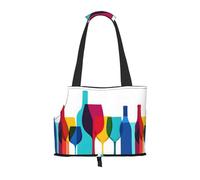Small Dog Carrier Bag Cocktail Glasses And Wine Bottles Print Printed Compatible Small Cat And Dog Portable Shoulder Bag,Small Pet Puppy Travel Purse