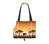 Small Dog Carrier Bag Elephant And Giraffe In The Sunset Printed Compatible Small Cat And Dog Portable Shoulder Bag,Small Pet Puppy Travel Purse