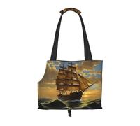 Small Dog Carrier Bag Fantasy Pirate Ship Print Printed Compatible Small Cat And Dog Portable Shoulder Bag,Small Pet Puppy Travel Purse