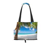 Small Dog Carrier Bag Palm Trees And Clear Sea Printed Compatible Small Cat And Dog Portable Shoulder Bag,Small Pet Puppy Travel Purse