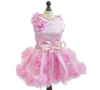 Small Dog Cat Dress Luxury Puppy Pet Tutu Skirt Cat Clothes Princess Skirt Dog Cat Wedding Evening Dress with Rose Pearl Bowknot