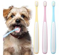 Small Dog Cat Toothbrush, 3Pcs Puppy Tooth Brushing Kit, Soft Head Tooth Brush for Dogs Small Breed, Dog Toothbrush Smalls Breed (Yellow Pink Blue)