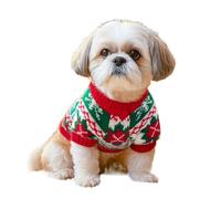Small dog Christmas acrylic knit sweater jacquard pattern, Teddy Bichon Frise home and outdoor warm clothing(W2,M 7-8jin)
