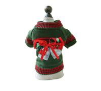 Small dog Christmas acrylic knit sweater jacquard pattern, Teddy Bichon Frise home and outdoor warm clothing(W10,M 7-8jin)