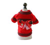 Small dog Christmas acrylic knit sweater jacquard pattern, Teddy Bichon Frise home and outdoor warm clothing(W9,M 7-8jin)