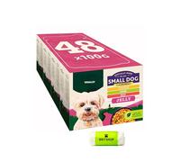 SMALL DOG Classic Meals MEATY CHUNKS in JELLY Bitesize, Chicken, Lamb, Beef Variety Pack 48×100g Wet Dog Food By BRITSHOP
