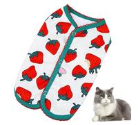 Small Dog Clothes, Dog Summer Shirt - Soft, Sleeveless Dog Clothes with Strawberry Pattern Design, Comfortable, Fashionable Pet Shirts for Snap-on on the Back, Breathable