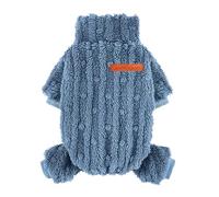 Small Dog Clothes Girl Boy, Turtleneck Pullover Blue Dog Sweater Thick Warm Outfit, Cold Weather Fleece Coat, Puppy Pjs Shih Tzu Winter Onesie, Small, Blue