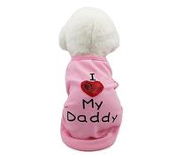 Small Dog Clothes XS Puppy Dogs Shirt I Love My Mom Mommy Dad Daddy Dog T Shirts for Small Dogs