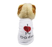 Small Dog Clothes XS Puppy Dogs Shirt I Love My Mom Mommy Dad Daddy Dog T Shirts for Small Dogs