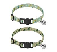 Small Dog Collar Adjustable Collars for Girl and Boy Dogs 2 Packs Funny GrasslInsect Spring Green Funny Americas Ceratosaurus Green