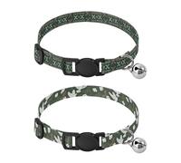 Small Dog Collar Adjustable Female Dog Collars 2 Packs Christmas Dark Green White Red Snowflake Christmas Dark Green White Dove Holly