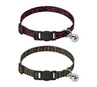 Small Dog Collar Adjustable Girl and Boy Collar 2 Packs Black Red Chain Gothic Gold Chain