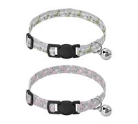 Small Dog Collar Adjustable Girl & Boy Dog Collars Set of 2 Dinasaur Brontosaurus Gray Green Cute Pony Guava Gray