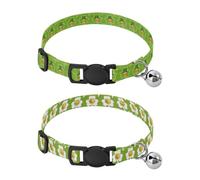 Small Dog Collar Quick Release Buckle Collar for Female Dogs 2 Pack Leprechaun Hat Clover Green Gold Coin Clover Green & White